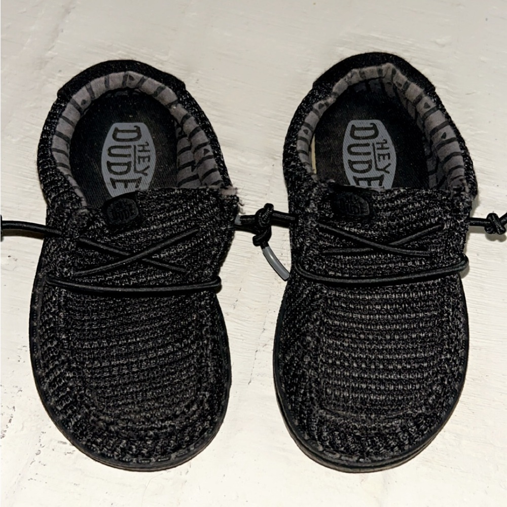 Hey Dude Black Sneakers Knit Upper Cushioned Sole